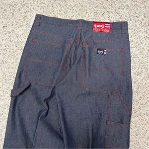 Phat Farm Baggy Carpenter Raw Denim Jeans Y2K 36x33 Skater Wide Leg Grunge Punk